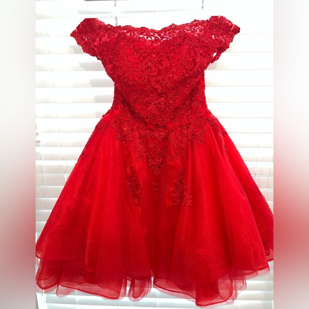 Elegant Red Lace Junior Dress